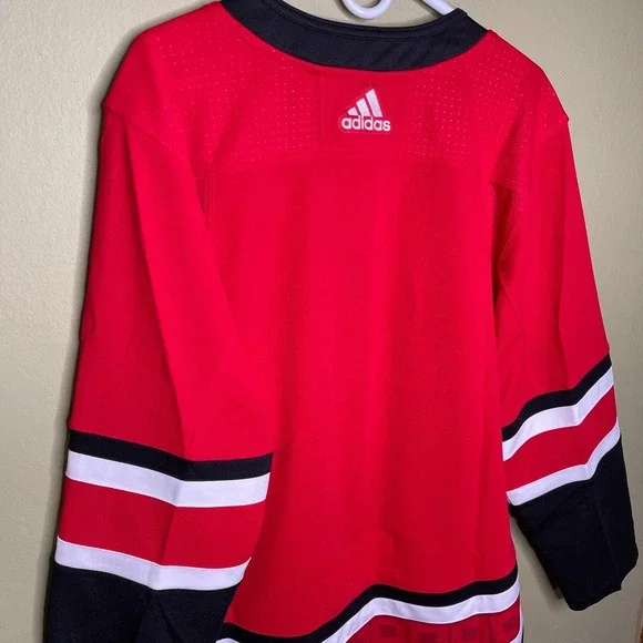 New Adidas Carolina Hurricanes Size 46 NHL Authentic Jersey Red Black Climalite - Picture 6 of 9